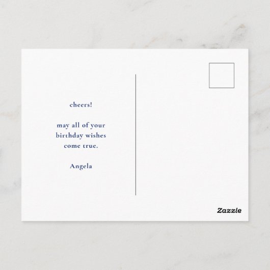 Modern Eenvoudig Blauw Waterverf Gelukkig Verjaard Briefkaart (Achterkant)