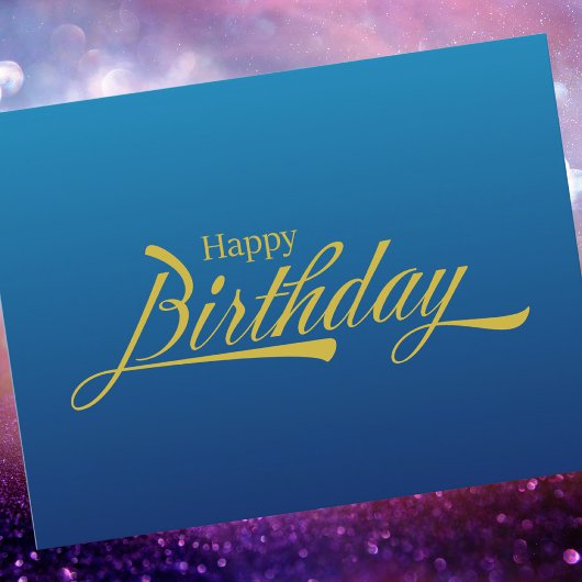 Modern Eenvoudig Blauw Waterverf Gelukkig Verjaard Briefkaart