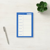 Modern eenvoudig blauw weekblad post-it® notes (Kantoor)