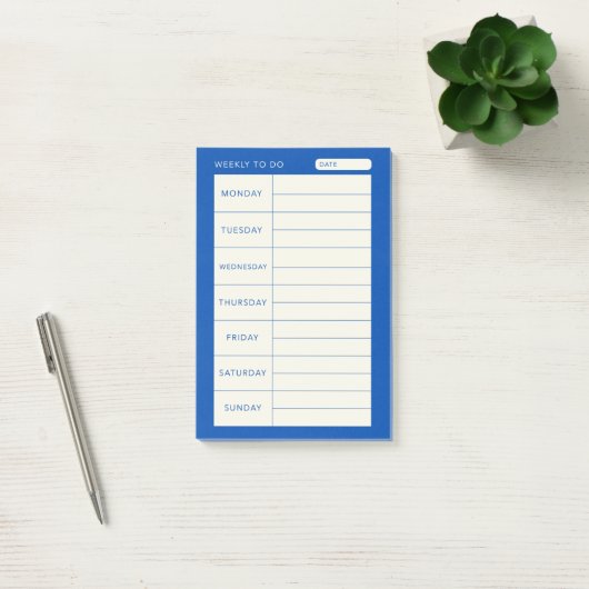 Modern eenvoudig blauw weekblad post-it® notes (Kantoor)