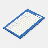 Modern eenvoudig blauw weekblad post-it® notes (Schuin)
