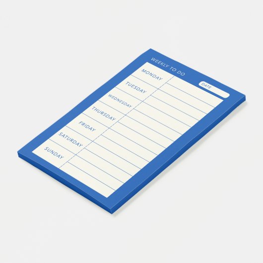 Modern eenvoudig blauw weekblad post-it® notes (Schuin)