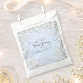 Modern Eenvoudig Blauw Wit Boho Bloemen Baby showe Bedankzakje (Geknipt)