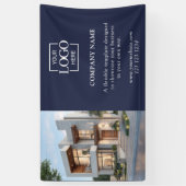 Modern Eenvoudig Blauw Zakelijk Logo Professioneel Spandoek (Verticaal)
