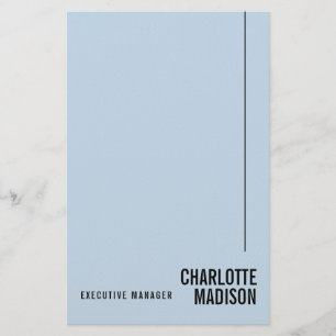 Modern Eenvoudig Bleekblauw Minimalistisch Eigen N Briefpapier