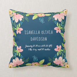 Modern Eenvoudig Bloemen Baby Geboorte Info Waterv Kussen