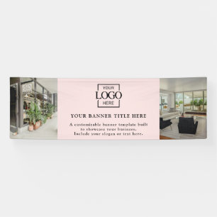 Modern Eenvoudig Blush Roze Aangepast Zakelijk Log Spandoek