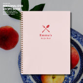 Modern Eenvoudig  Blush Roze en Rood Recept Notitieboek