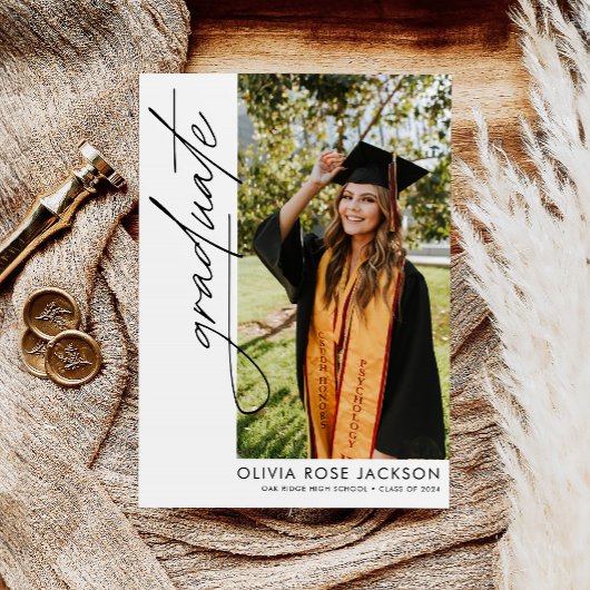 Modern eenvoudig Boho foto Afstuderen Aankondiging