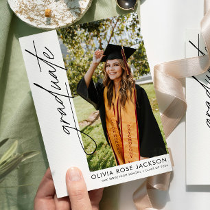 Modern eenvoudig Boho foto Afstuderen Aankondiging