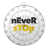 Modern, eenvoudig, bold typographic design Never S Dartbord (Voorkant)
