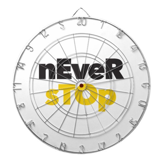 Modern, eenvoudig, bold typographic design Never S Dartbord (Voorkant)