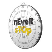 Modern, eenvoudig, bold typographic design Never S Dartbord (Voorkant Rechts)