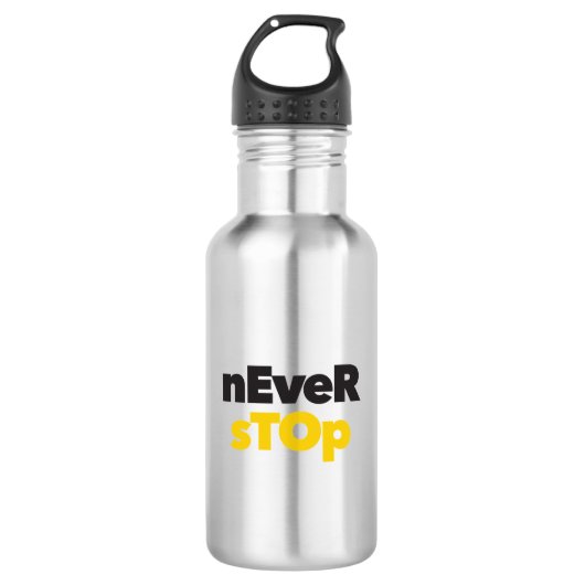 Modern, eenvoudig, bold typographic design Never S Waterfles (Voorkant)