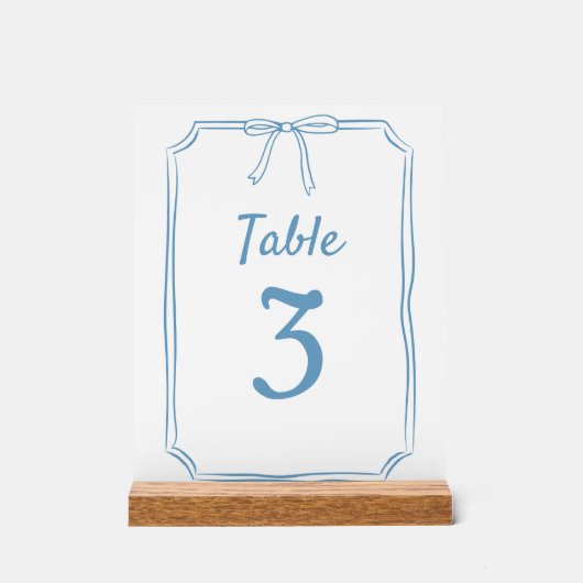 Modern Eenvoudig Boog Bruiloft Stoffig Blauw Tafel Acryl Bord (Voorkant)