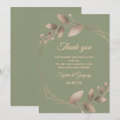 Modern Eenvoudig botanisch elegant salie groen gou Bedankkaart (Voorkant / Achterkant)