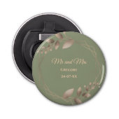Modern Eenvoudig botanisch elegant salie groen gou Button Flesopener (Voorkant)