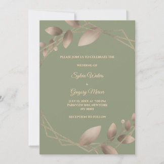 Modern Eenvoudig botanisch elegant salie groen gou Kaart