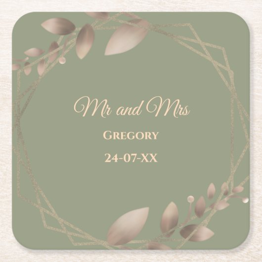 Modern Eenvoudig botanisch elegant salie groen gou Kartonnen Onderzetters (Voorkant)