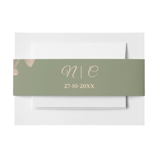 Modern Eenvoudig botanisch elegant salie groen gou Uitnodigingen Wikkel (Voorkant Voorbeeld)