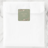 Modern Eenvoudig botanisch elegant salie groen gou Vierkante Sticker (Tas)