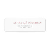 Modern eenvoudig bruid en bruidegom retouradres etiket (Voorkant)