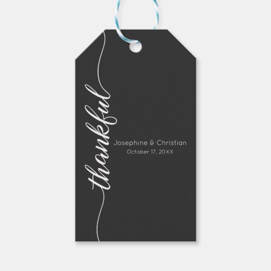 Modern eenvoudig bruiloft paar dankbaar script cadeaulabel (Voorkant)