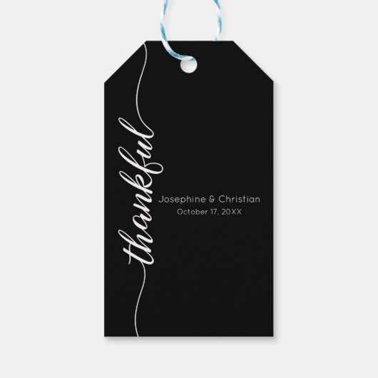 Modern eenvoudig bruiloft paar dankbaar script cadeaulabel (Achterkant)