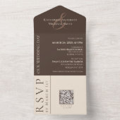 Modern eenvoudig bruiloftsland bruin all in one uitnodiging (Binnen)