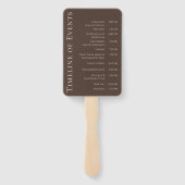 Modern eenvoudig bruiloftsland bruin handwaaier (Achterkant)