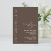 Modern eenvoudig bruiloftsland bruin kaart (Staand voorkant)