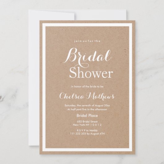 Modern eenvoudig bruin papier wit Vrijgezellenfees Kaart (Voorkant)