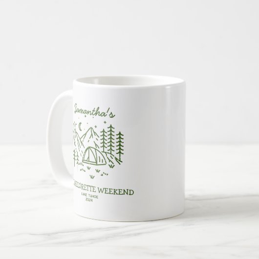 Modern Eenvoudig Camping Bachelorette Party Natuur Koffiemok (Voorkant links)