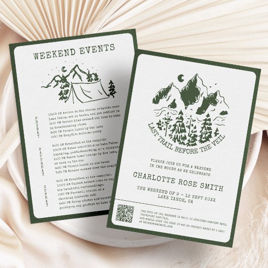 Modern Eenvoudig Camping Bachelorette Weekend Kaart