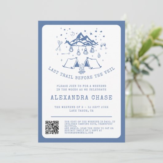 Modern Eenvoudig Camping Bachelorette Weekend Kaart (Staand voorkant)
