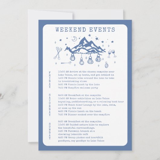 Modern Eenvoudig Camping Bachelorette Weekend Kaart (Achterkant)