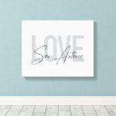 Modern, eenvoudig, chic, Love San Antonio Design C Canvas Afdruk (Insitu (Houten vloer))
