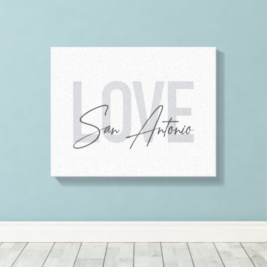 Modern, eenvoudig, chic, Love San Antonio Design C Canvas Afdruk (Insitu (Houten vloer))