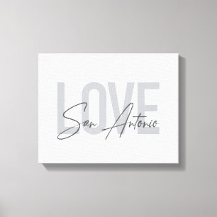 Modern, eenvoudig, chic, Love San Antonio Design C Canvas Afdruk