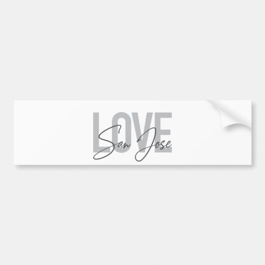 Modern, eenvoudig, chic, Love San Jose Design Cool Bumpersticker (Voorkant)