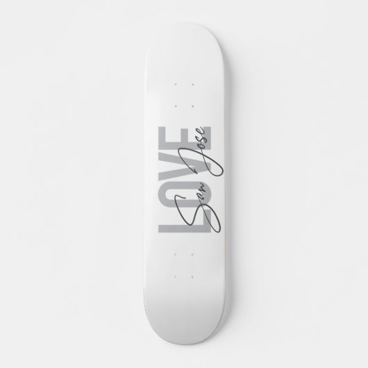 Modern, eenvoudig, chic, Love San Jose Design Cool Persoonlijk Skateboard (Voorkant)