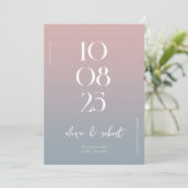 Modern Eenvoudig Chic Stoffig Roos Blauw Bruiloft Save The Date (Staand voorkant)