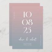 Modern Eenvoudig Chic Stoffig Roos Blauw Bruiloft Save The Date (Voorkant / Achterkant)