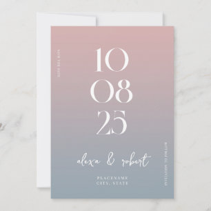 Modern Eenvoudig Chic Stoffig Roos Blauw Bruiloft Save The Date