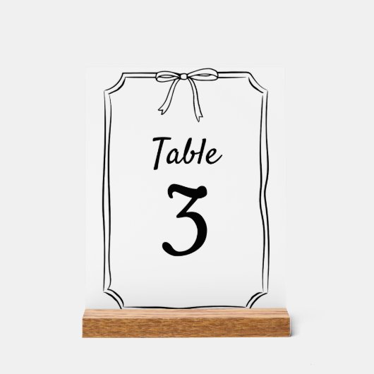 Modern Eenvoudig Chique Bow Trouwtafel Nummer Acryl Bord (Voorkant)