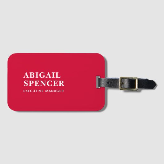 Modern Eenvoudig Chique Kersenrood Professioneel Bagagelabel (Voorkant (horizontaal))