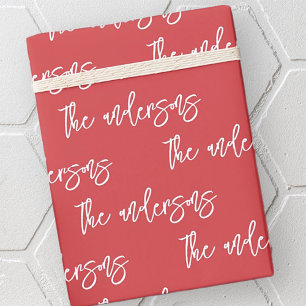 Modern eenvoudig chique patroon van uw familienaam cadeaupapier