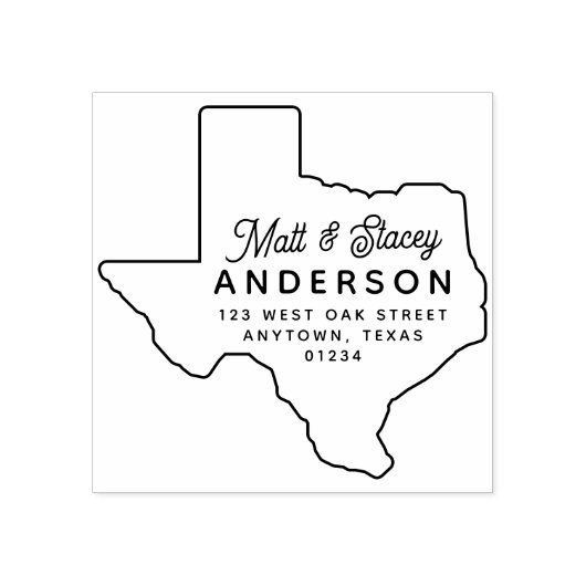 Modern eenvoudig chique TEXAS staat retouradres Rubberstempel (Afrduk)
