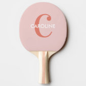 Modern Eenvoudig Classic Initiaal Blush Roze Tafeltennisbatje (Achterkant)