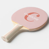 Modern Eenvoudig Classic Initiaal Blush Roze Tafeltennisbatje (Voorkant Gekanteld)